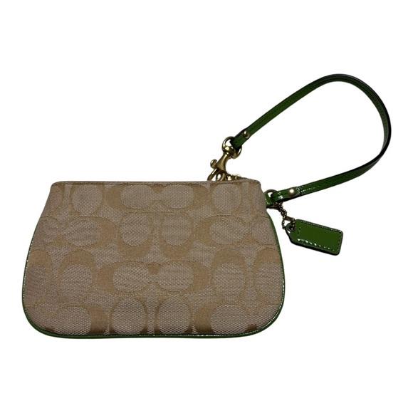 Coach Beige and Green Wristlet - Picture 2 of 6